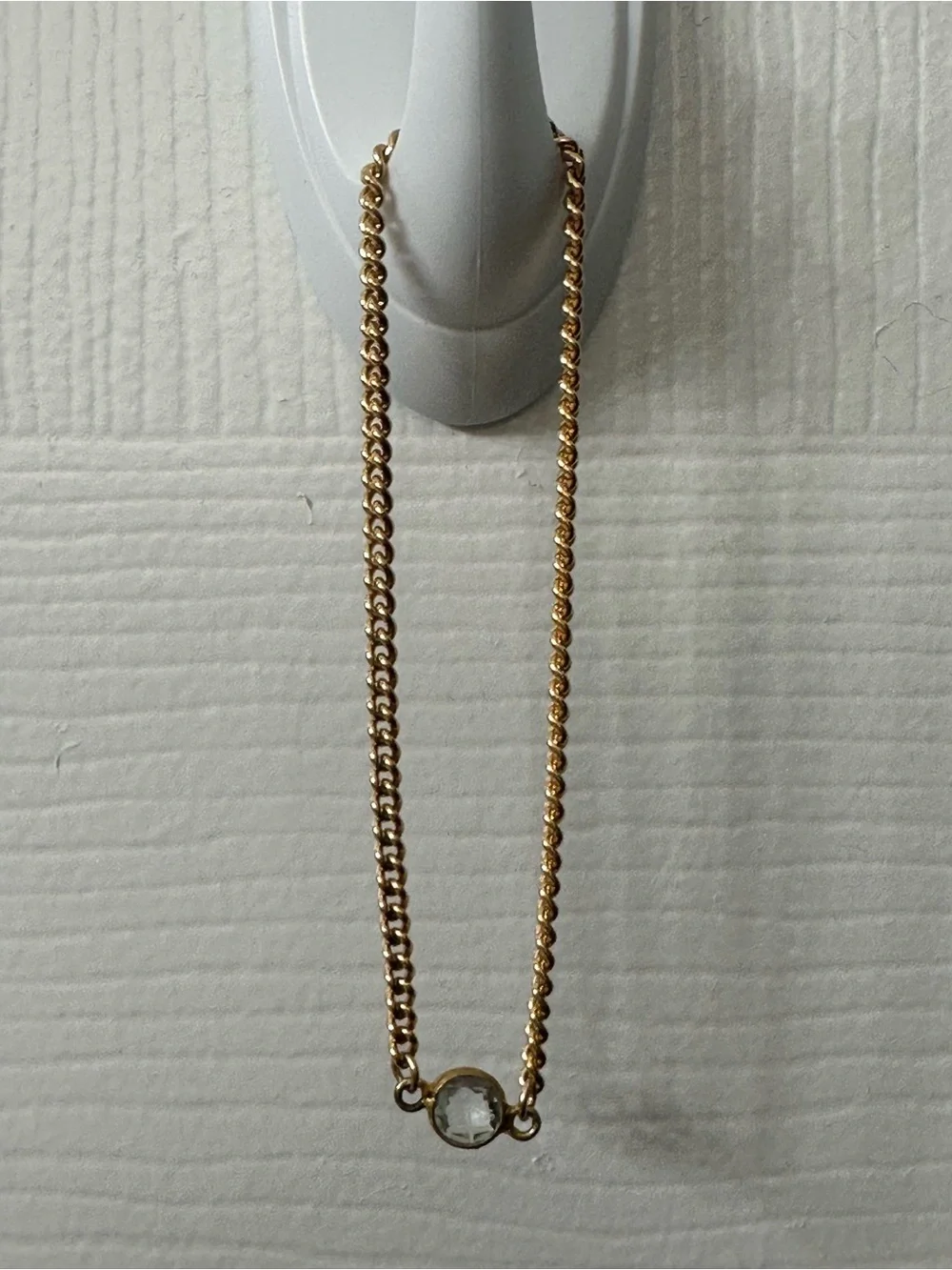 18k Gold-Filled Bracelet Chain Light Green Crystal Magnetic Clasp Handmade 7.5”